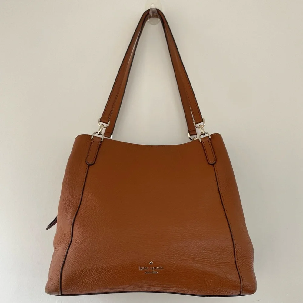Kate Spade Jackson Triple Compartment Shoulder Tote Satchel Gingerbread color